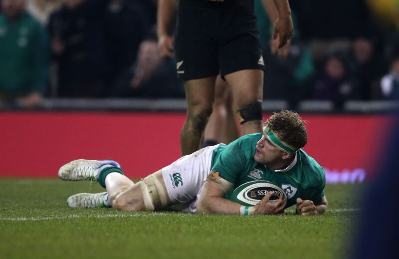 Ireland's Jamie Heaslip constantly threw himself at the New Zealand defence <br />Picture by PA&nbsp;