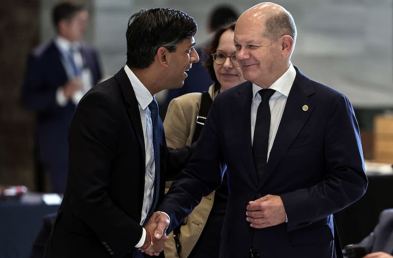 Rishi Sunak met German Chancellor Olaf Scholz at the European Political Community summit in Spain in October