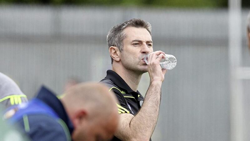 Donegal boss Rory Gallagher watching his side&#39;s Ulster SFC semi-final defeat by Tyrone Pic Philip Walsh 