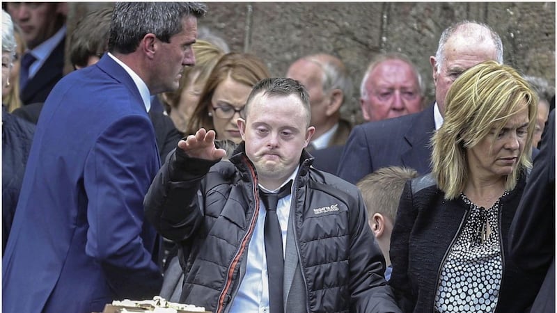 Concepta Leonard&#39;s son Conor carried his mother&#39;s coffin at her funeral on Friday 