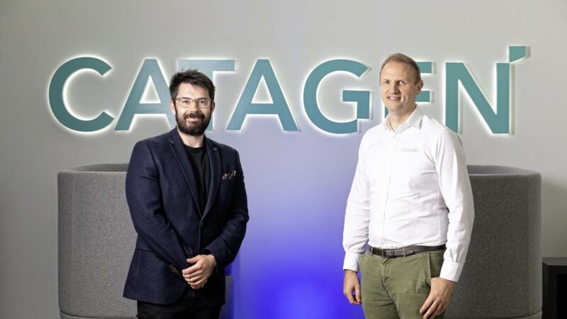 Gary Davidson (left), investment lead at Tech Nation, with Dr Andrew Woods, Catagen co-founder. 