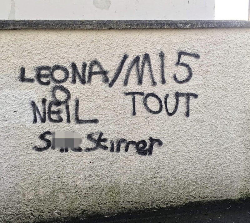 Graffiti about Leona, painted on a wall in Derry. Picture: Leona O&#39;Neill/ Twitter 