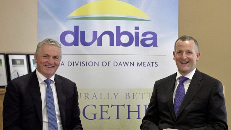 Jim Dobson (left) and Niall Browne unveil the new look for the Dawn Meats and Dunbia UK joint venture, which will trade as Dunbia 