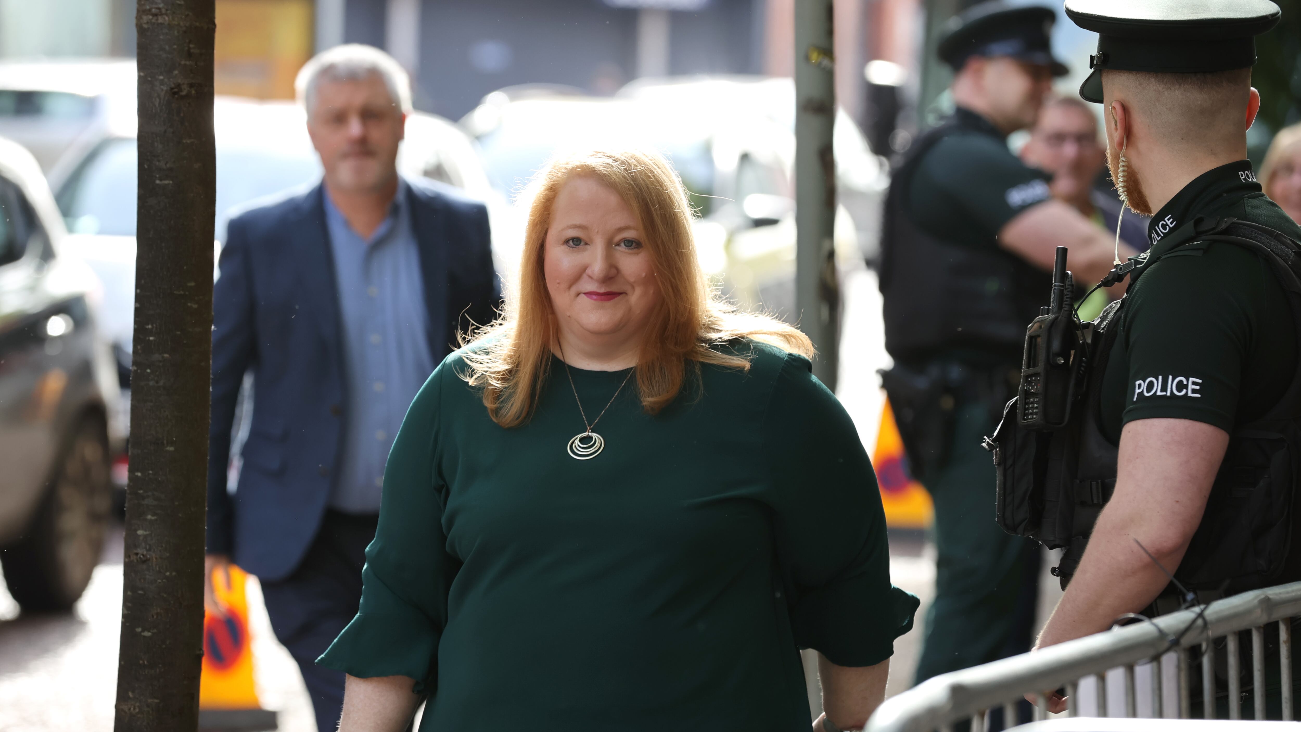 Naomi Long arriving at the Clayton Hotel in Belfast to evidence to the UK Covid-19 inquiry hearing