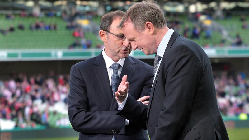 Republic of Ireland manager Martin O'Neill (left) and Northern Ireland's Martin O'Neill should be content with their World Cup play-off draws against Denmark and Switzerland.
