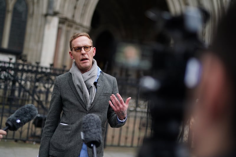 Laurence Fox made a statement outside the the Royal Courts of Justice, central London, after the original ruling in January