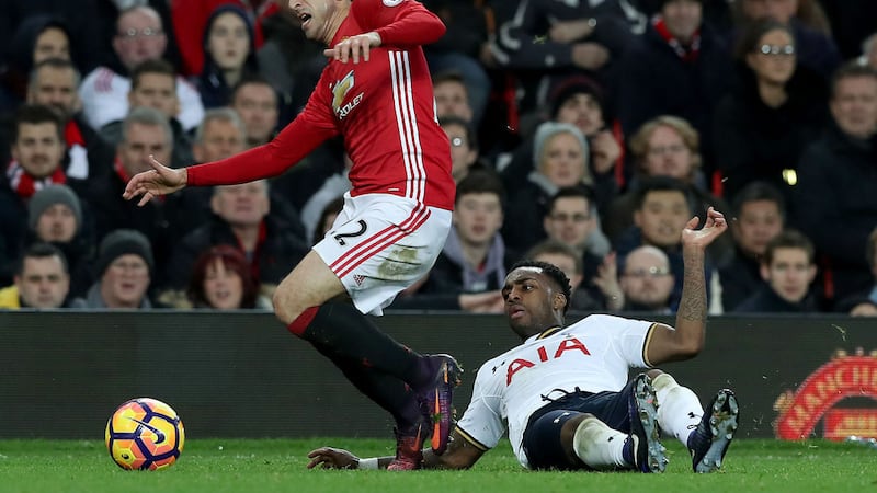 Manchester United's Henrikh Mkhitaryan is challenged by Tottenham Hotspur's Danny Rose during Sunday's Premier League match at Old Trafford<br />Picture by PA&nbsp;
