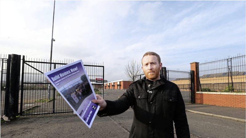 Sean Brady pictured outside the Hillview Retail Park site in north Belfast  