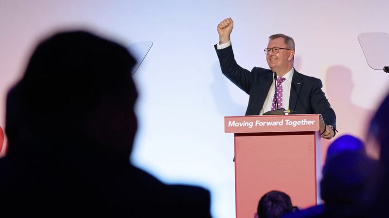 Sir Jeffrey Donaldson addresses the DUP conference in Belfast&#39;s Crowne Plaza Hotel. Picture by PA Wire 