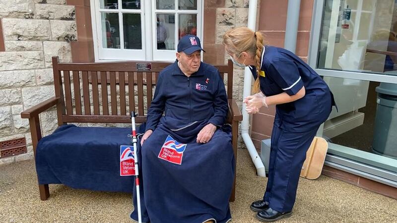 Jim Sherratt became the first guest at military charity Blind Veterans UK’s rehabilitation centre in Llandudno since it closed its doors in March.
