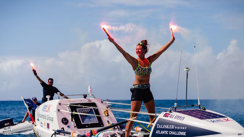 Jasmine Harrison, 21, completed the crossing on arriving into Antigua on Saturday.