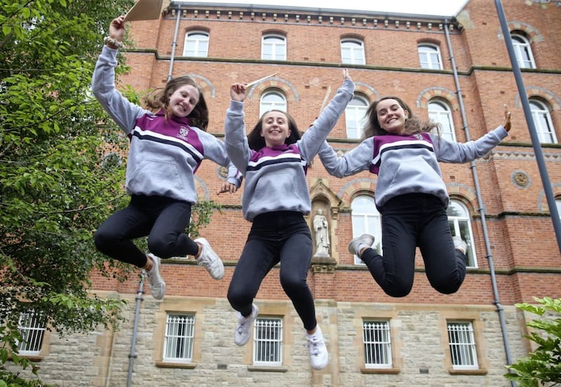 St Dominic&#39;s pupils Rachael McAreavey, Emma McArt and Kira McDonnell. Picture by Mal McCann 