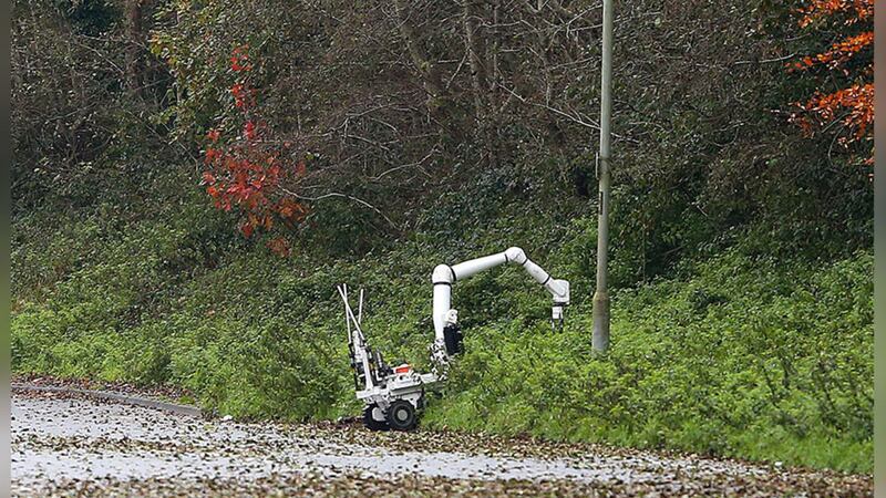 &nbsp;A British Army bomb disposal robot at work. Picture by Mal McCann