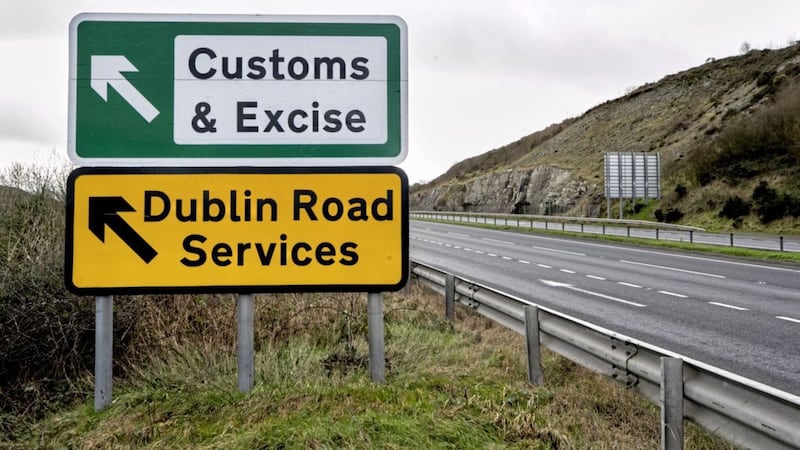 A road sign for Customs and Excise close to the border between Northern Ireland and Republic just outside Newry, Co Down. Picture by Liam McBurney/PA 