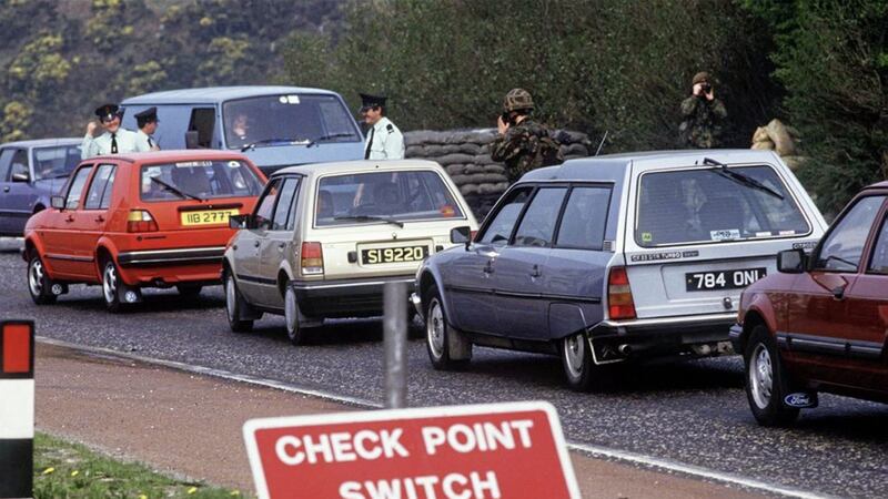 Security measures in place at the Irish border during the Troubles. Picture by Pacemaker 
