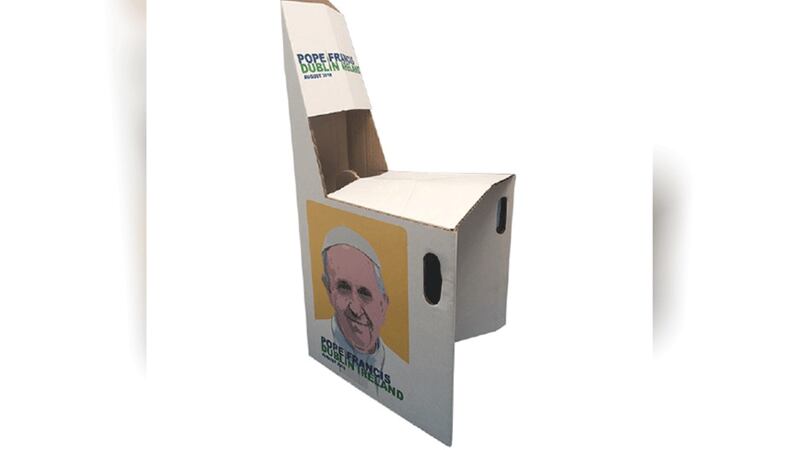 &nbsp;A range of products released to commemorate Pope Francis' visit to Ireland at the end of the month includes this cardboard seat