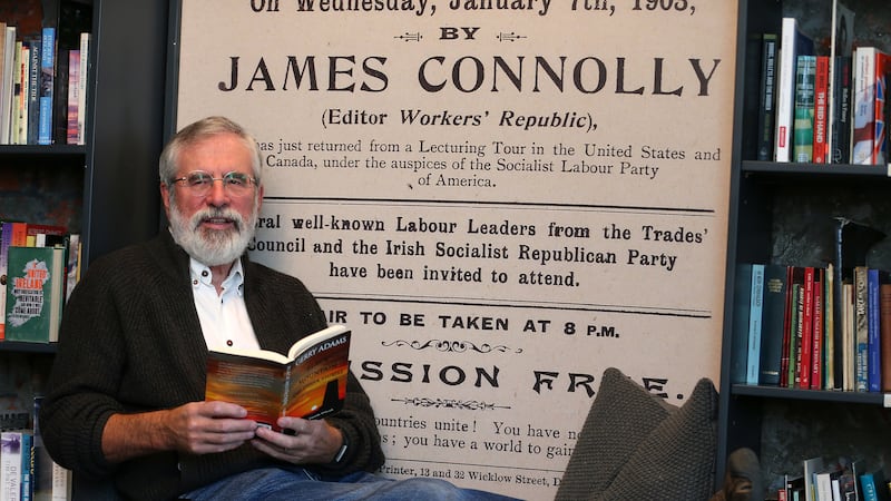 Former Sinn F&eacute;in president Gerry Adams with his latest book Black Mountain and Other Stories. Picture by Mal McCann&nbsp;