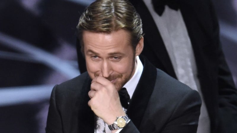 Ryan Gosling sees the funny side as La La Land team sees prize slip from grasp