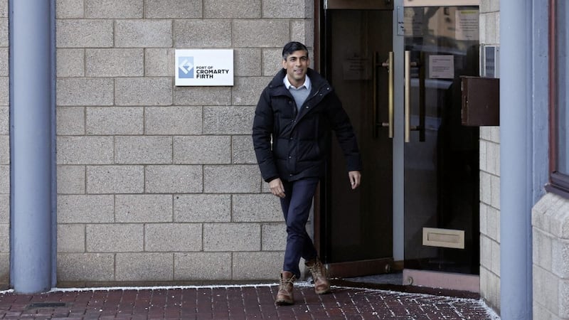 Prime Minister Rishi Sunak makes a dash for freedom during his visit to Scotland last week, where he repeatedly refused to answer a question on independence. Picture by Russell Cheyne/PA Wire 
