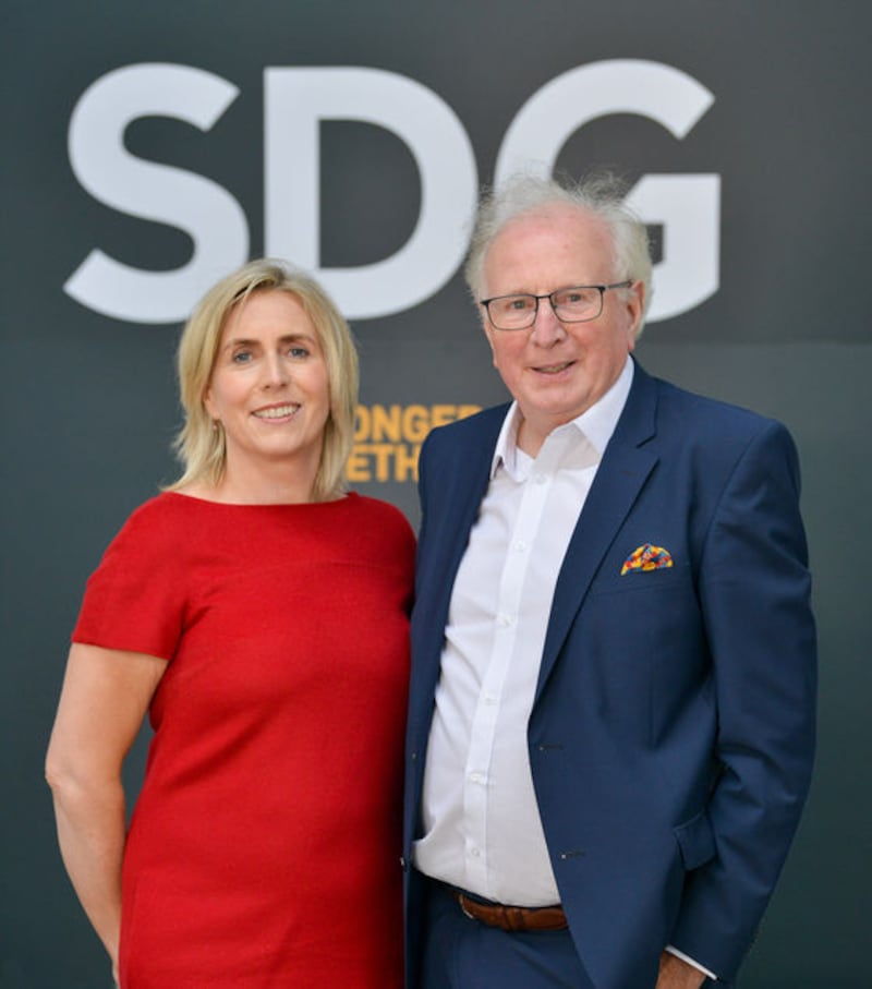 SDG chief executive Louise Skeath with company chairman Seamus Duffy.&nbsp;