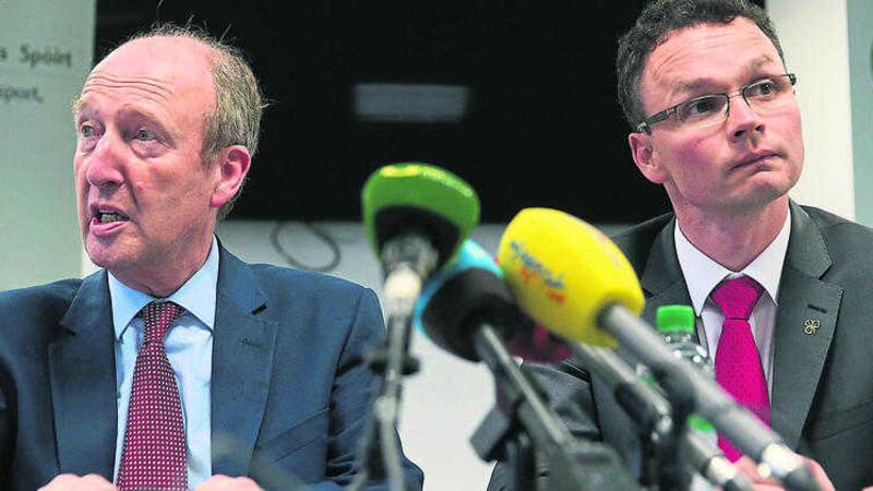 MECHANISM: The Republic&rsquo;s sports minister Shane Ross and minister of state for sport Patrick O&rsquo;Donovan yesterday during a press conference 