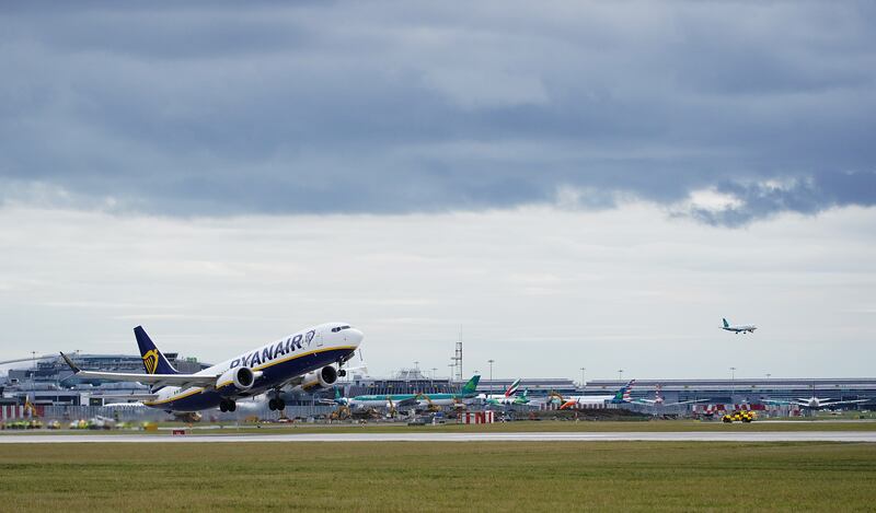 A Ryanair flighttakes off from Dublin Airport