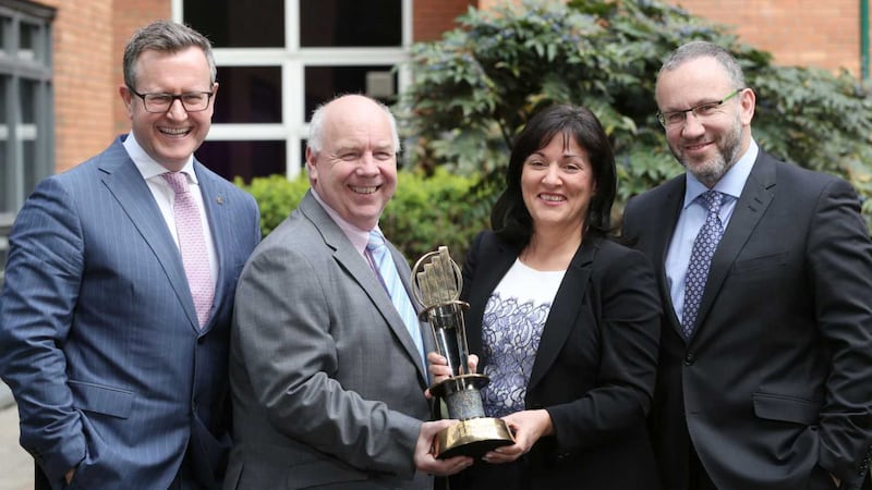 Pictured at the announcement of the finalists  in the 2016 EY Entrepreneur Of The Year programme, from left, Sean Duffy,  programme director, Ian Murphy, Director, Invest NI,&nbsp;Anne Heraty, CEO Cpl Resources and Kevin McLoughlin, partner lead