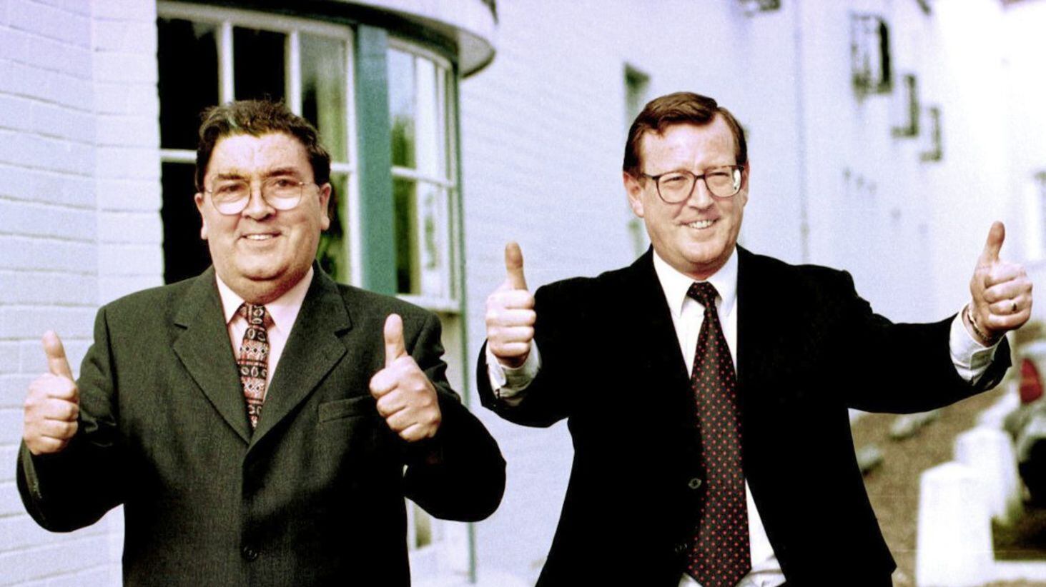 John Hume and David Trimble received the Nobel Peace Prize jointly for their work which lead to the signing of the Belfast Agreement 