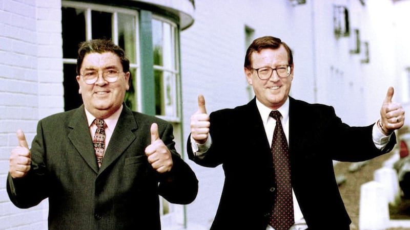 John Hume and David Trimble received the Nobel Peace Prize jointly for their work which lead to the signing of the Belfast Agreement 