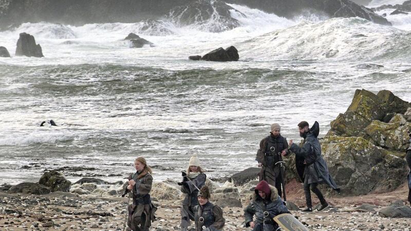Game of Thrones tourists battle the weather at Ballintoy. Picture: Margaret McLaughlin 