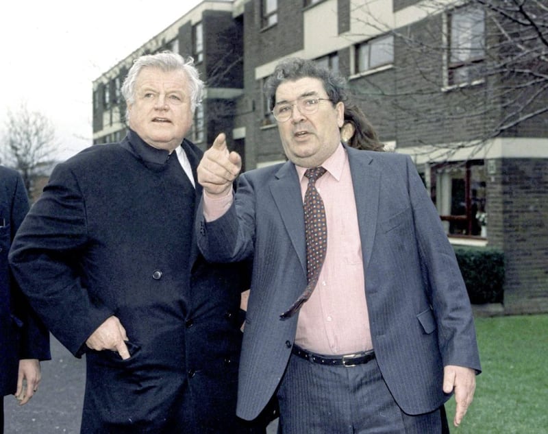 Senator Edward Kennedy with his good friend John Hume during his visit to the Bogside. January 1998. Picture by Stephen Davison/Pacemaker 