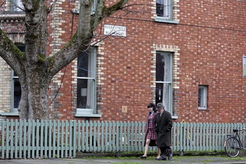 Four Letters of Love being filmed in the Holyland area of south Belfast Staring Pierce Brosnan, Helena Bonham Carter and Gabriel Byrne. Picture Mal McCann. 