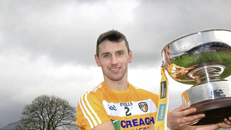 Simon McCrory lifted the Ulster SHC trophy with Antrim last year and is aiming for more success with the Saffrons in the Joe McDonagh Cup. Picture Margaret McLaughlin 