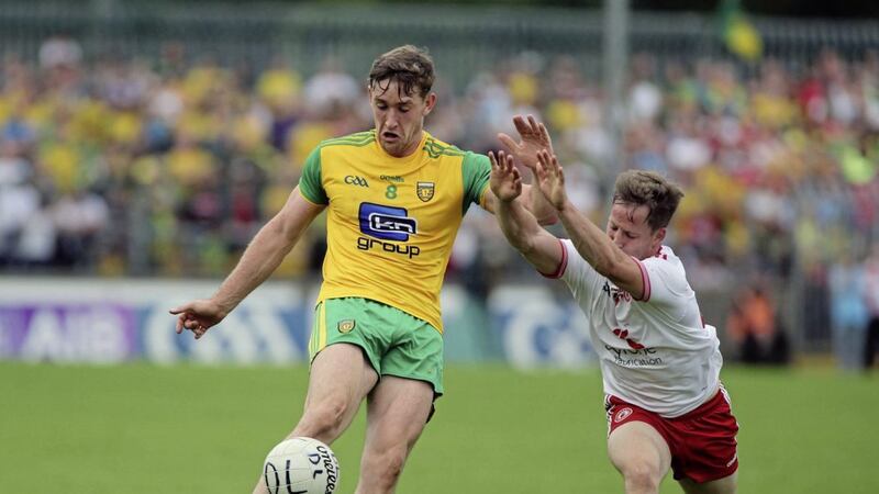Hugh McFadden steps ups as a leader for Donegal in the absence of Michael Murphy.<br />Picture Seamus Loughran&nbsp;