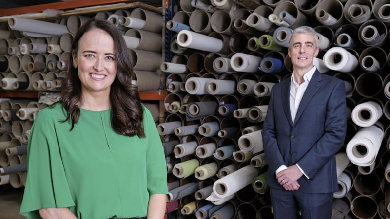 Peter Legge, tax partner at Grant Thornton in Belfast joins Ciara McGonnell-Cushnahan, finance director at Bloc Blinds, after it helped the Magherafelt-based manufacturer successfully claim R&amp;D tax relief 