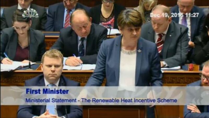 &nbsp;Arlene Foster speaking in the Assembly on Monday