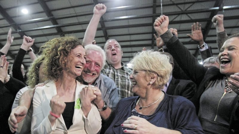 Sinn Fein&#39;s Lynn Boylan (left) is elected as an MEP for Dublin 