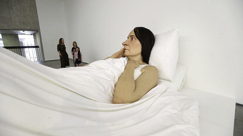 Ron Mueck&#39;s monumental piece In Bed (2005). Picture by Hugh Russell. 