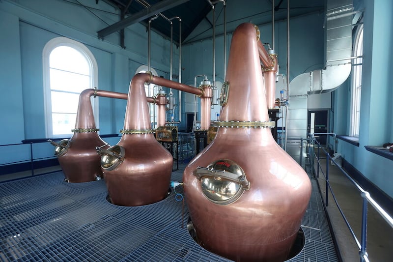 The three new Forsyth pot stills where Titanic Distillers will produce their new spirits. Picture by Mal McCann
