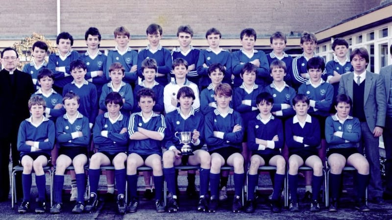 St Patrick&rsquo;s Maghera: MacNamee Cup winners 1985  The captain Brian McCormick already had a Mageean medal as goalie before he captained the school to this first MacNamee win after a replay against St Mary&rsquo;s CBS.  Back Row : Jamie Heron, Terence McMullan, Mel?Higgins, Gareth Dempsey, Declan McAlary, Eunan O&rsquo;Kane, Harry Tohill, Ciar&aacute;n O&rsquo;Connell, Fergal Convery, Ryan Murphy, Kevin O&rsquo;Kane  Middle : Fr Robert Devine Principal, P O&rsquo;Doherty, Christopher Hurley,?Joe Young, Liam Lee, Fergal McNally, Noel Kearney, Davey?McCloskey, Gregory Simpson, Enda McCloy, S&eacute;amas McAleenan and Michael McKenna (coaches)  Front : Patrick McErlean, Niall McGuigan, Patrick McCloy, Brian McGrellis, Brian McCormick, Paul McGlone, Paul Groogan, Michael Collins, Eamon Hasson  