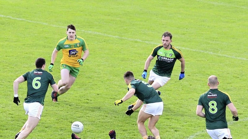 Patrick Gallagher (second from right) in action in Ballybofey last year 