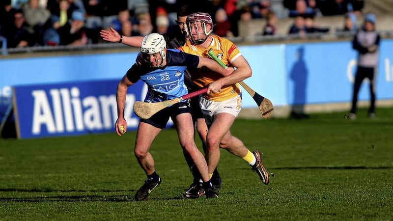 Eoghan Campbell was red-carded in the first half of Antrim&#39;s Dungarvan defeat 