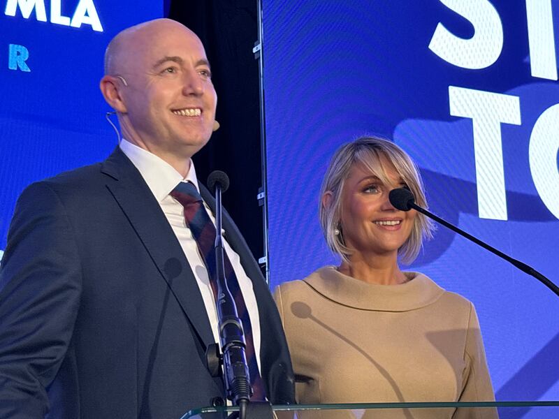 UUP leader Jon Burrows after delivering his address to his first UUP conference as party leader on Saturday at the Crowne Plaza hotel in south Belfast.
