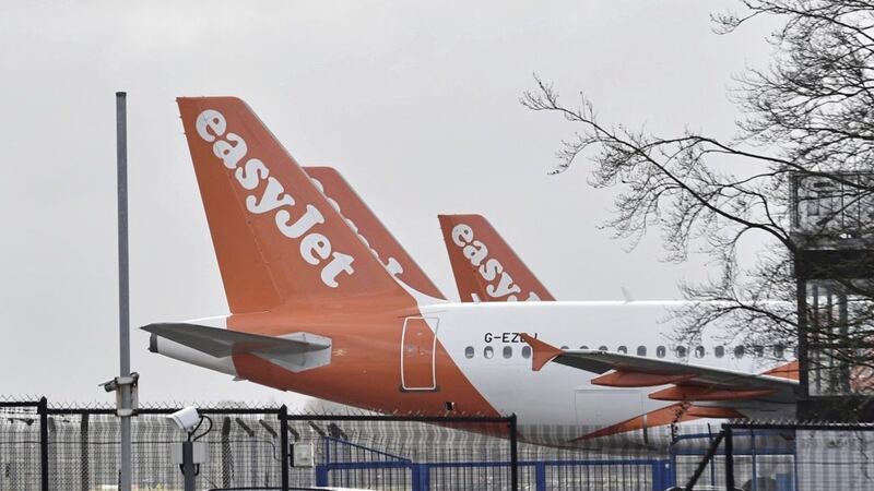 Easyjet planes at Belfast International Airport on Monday. Picture by Pacemaker Press. 