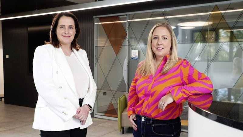 Deloitte partners Marie Doyle and Kerrie Irvine at the group&#39;s technology studio at the Gasworks in Belfast. Picture by Kelvin Boyes. 