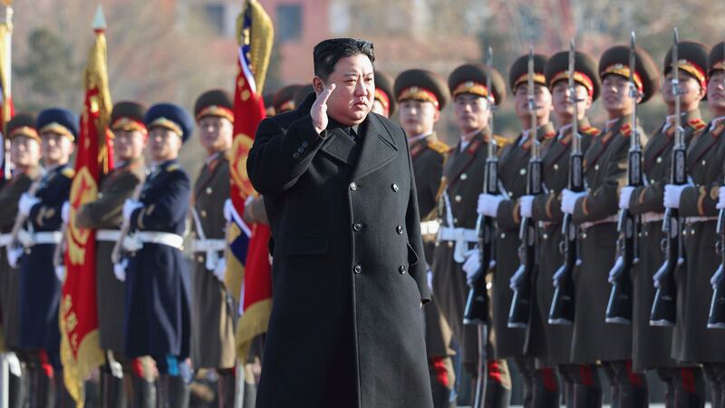 Kim Jong Un visits the defense ministry (Korean Central News Agency/Korea News Service via AP)