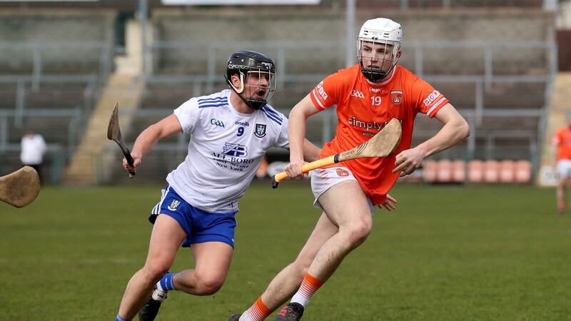Stick at it. Tomas Galvin on the attack for Armagh Picture: Mark Richards