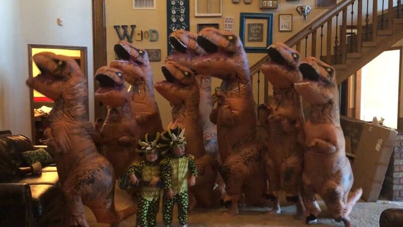 The Wood family had dinosaur outfits waiting to be used so why not?