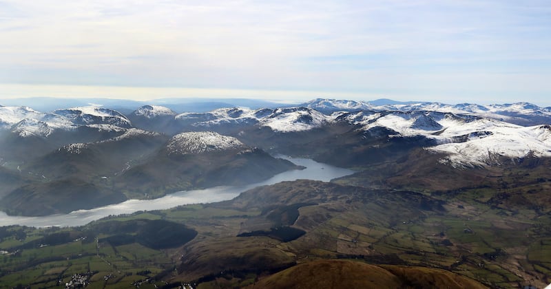 A aerial view of Ullswater in the Lake District