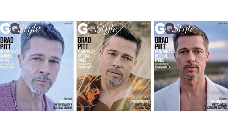Brad Pitt in a variety of US national parks. Picture by Ryan McGinley for GQ, from Twitter&nbsp;